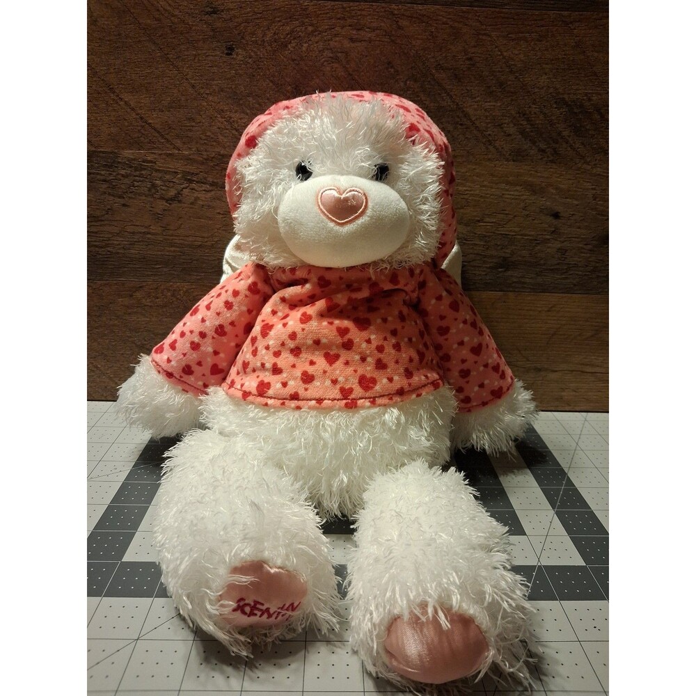 Scentsy Buddy Lovey bear white pink heart nose white angel wings Hearts Hoodie